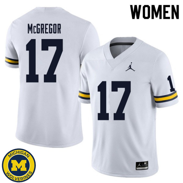 Womens University of Michigan #17 Braiden McGregor White Embroidery Jersey